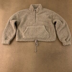 Hippie Rose Juniors Size Small Brown Fleece 1/2 Zip Pullover Cropped Sweatshirt